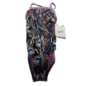 Dolfin Womens One piece Swimsuit Athletic Sz 26 NWT NEW TAGS PURPLE ZEBRA‎ RARE